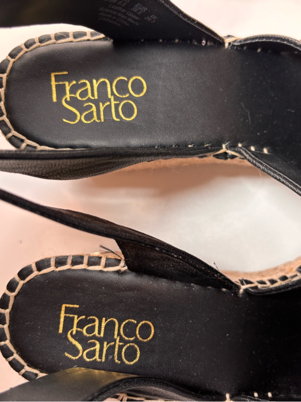 Franco Sarto black leather wedge sandals - Picture 4 of 8